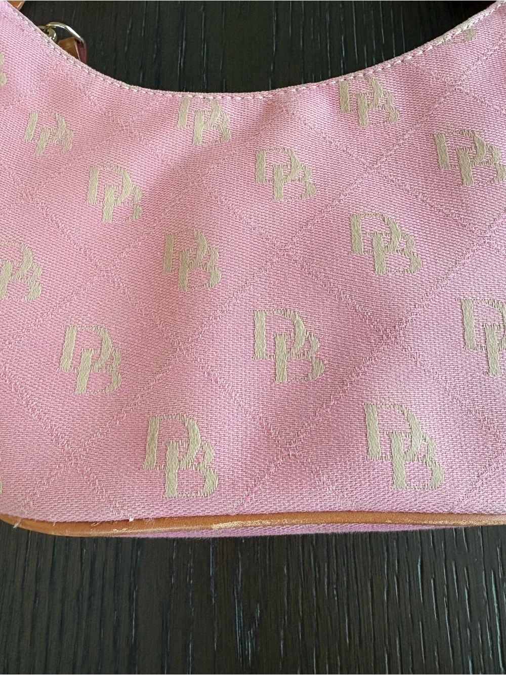 Dooney & Bourke Pink Monogram Mini Hobo Shoulder Bag Vintage Y2K